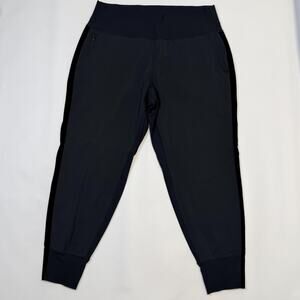 Athleta Jogger Pants Womens XL Black High Rise Rib Waist Zip Pockets Stretch